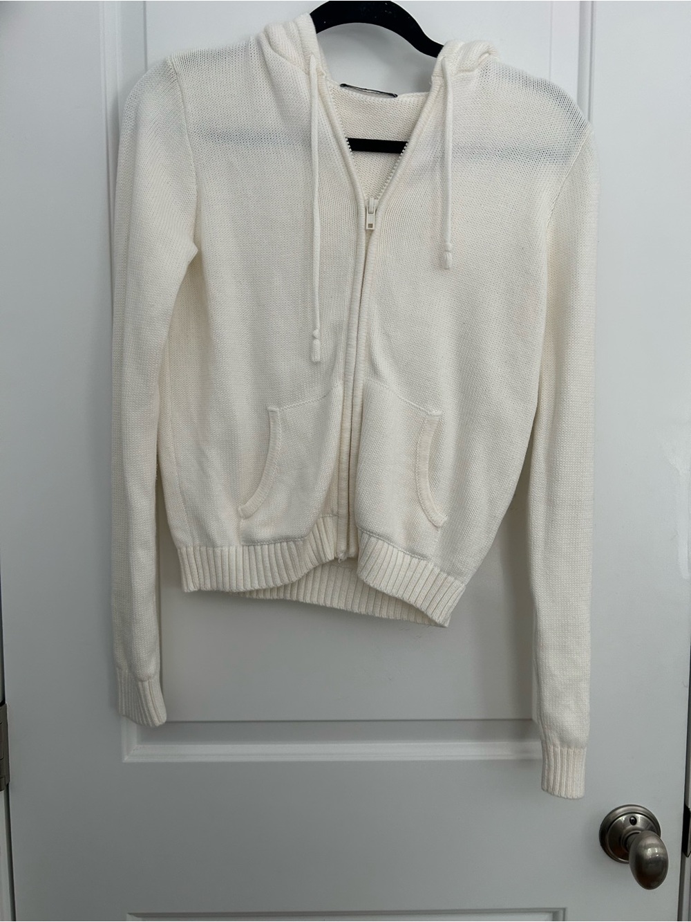 Brandy Melville White Knit Sweater Hoodie - Picture 1 of 4